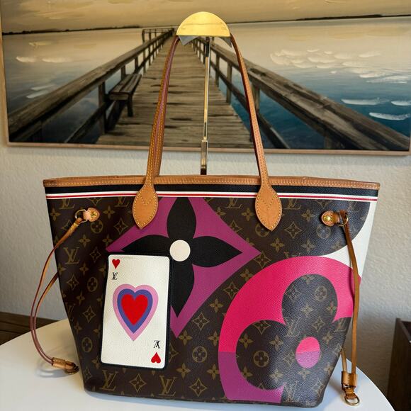 💎✨BEAUTIFUL✨💎Authentic LOUIS VUITTON Game on Neverfull Brown Tote Bag - Picture 1 of 8
